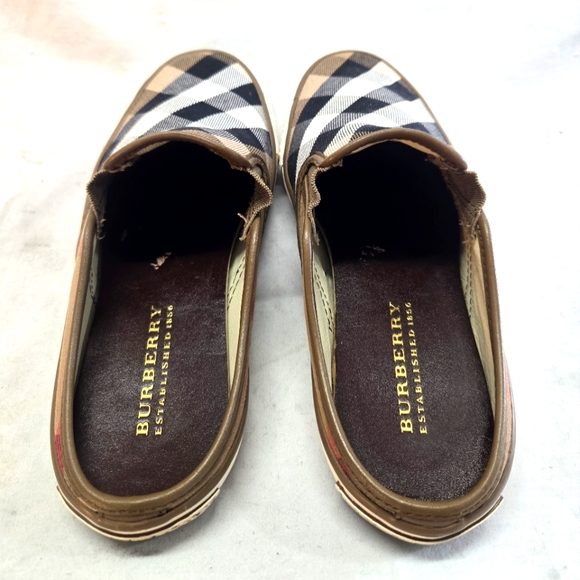 Burberry Women's Size 38 Checker Plaid Slippers Mule Sneaker Slides Shoes - Picture 5 of 8